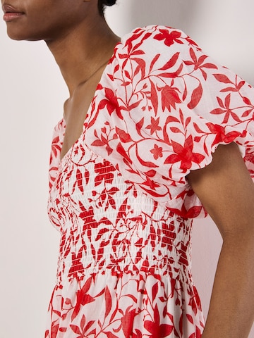 Apricot Sarasa Floral Tiered Midi Dress ' ' in Beige