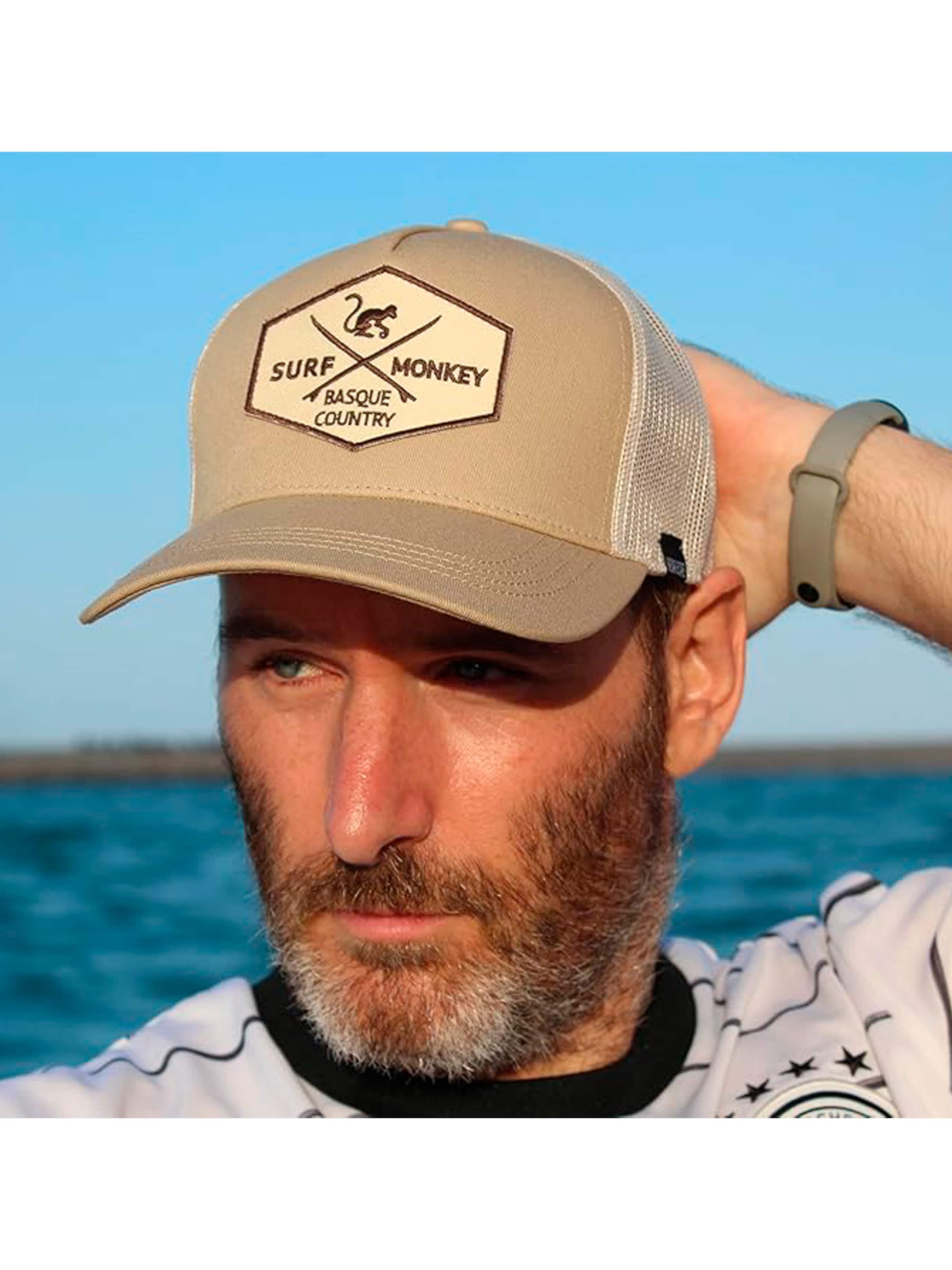 Surf Monkey Athletic Cap in Beige