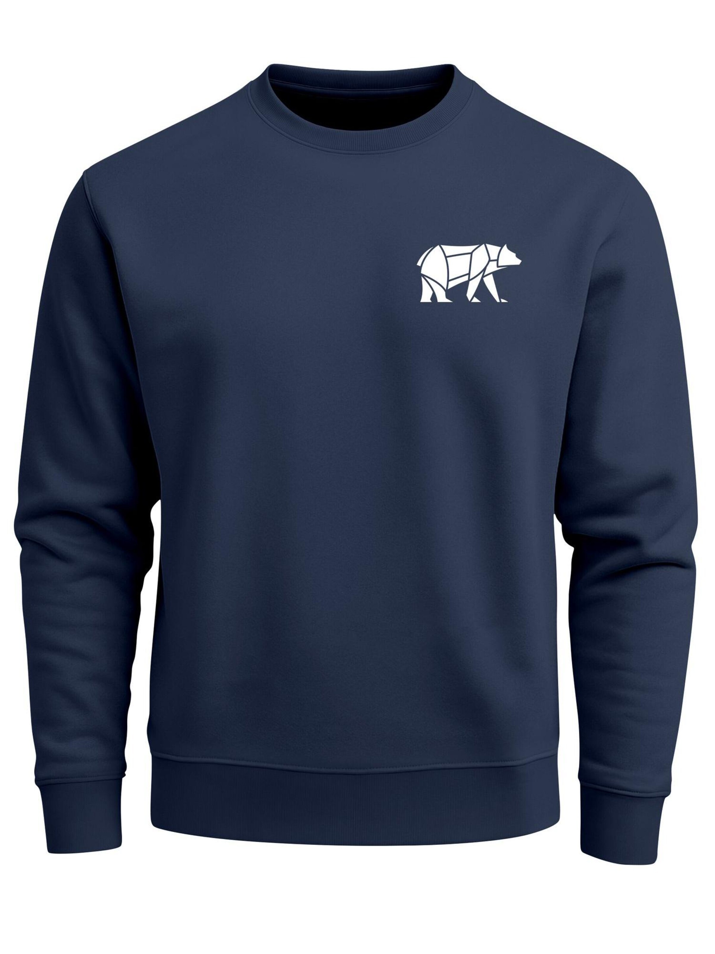 Neverless Sweatshirt 'Bär Lineart Polygon' in Blue: front