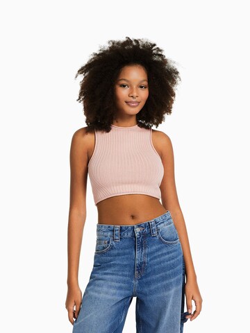 Bershka Gebreide top in Roze: voorkant