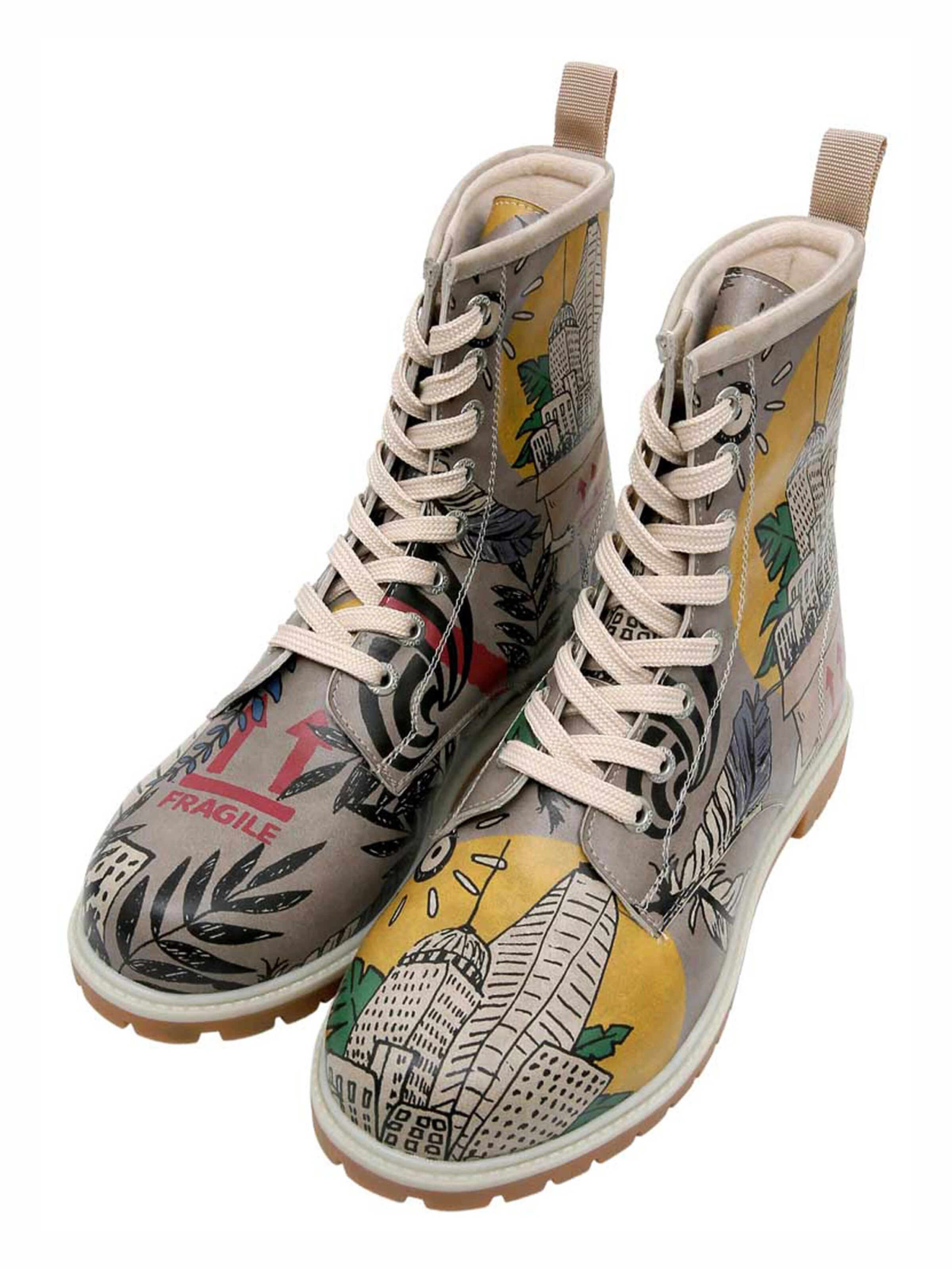 DOGO Schnürstiefel 'Fragile'‌‌‌‌ in Grau