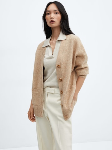 MANGO Knit Cardigan 'TALDORA' in Beige: front