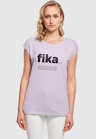 Mister Tee Shirt 'Fika Definition' in Purple: front