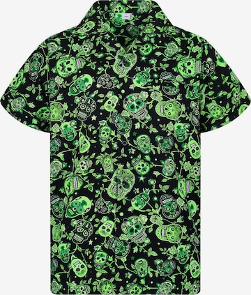 King Kameha Shirt 'Skull' in Groen: voorkant