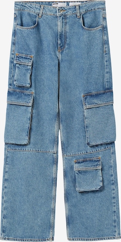 Bershka Wide Leg Cargojeans i blå: forside