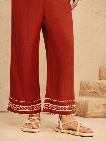 love & roses Wide leg Broek in Rood