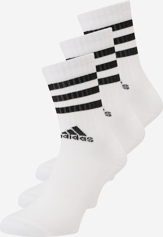 Chaussettes de sport '3-Stripes Cushioned Crew ' ADIDAS SPORTSWEAR en blanc : devant