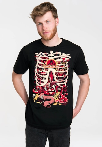 LOGOSHIRT Shirt 'Rick & Morty - Anatomy Park' in Zwart: voorkant