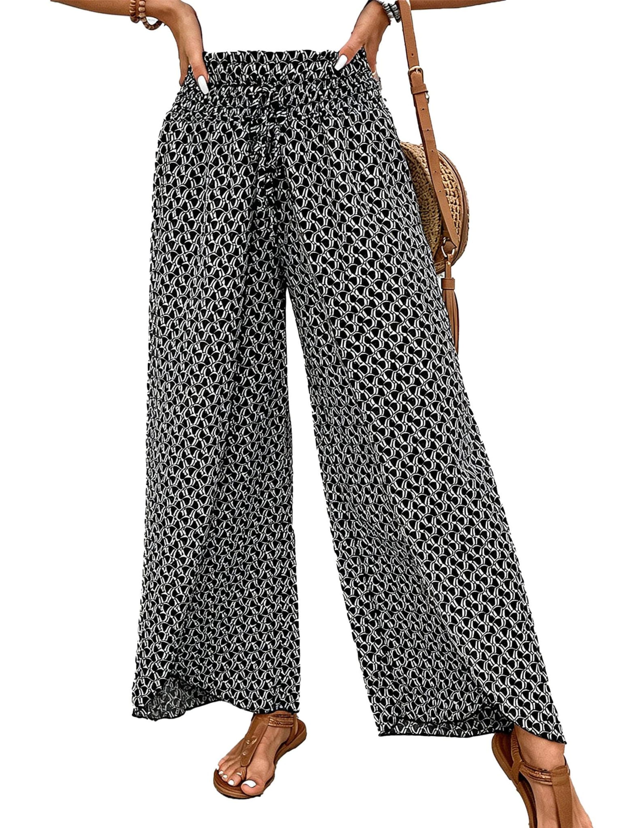 KoJooin Hose 'Damen Culotte Mit Floralem Muster, Elastischem Bund Und Seitlichem Schlitz Style Für Jeden Anlass'‌‌ in Schwarz