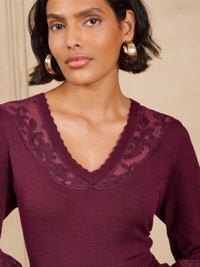 Rochie tricotat pe S love & roses pe roșu burgundy, Vizualizare produs