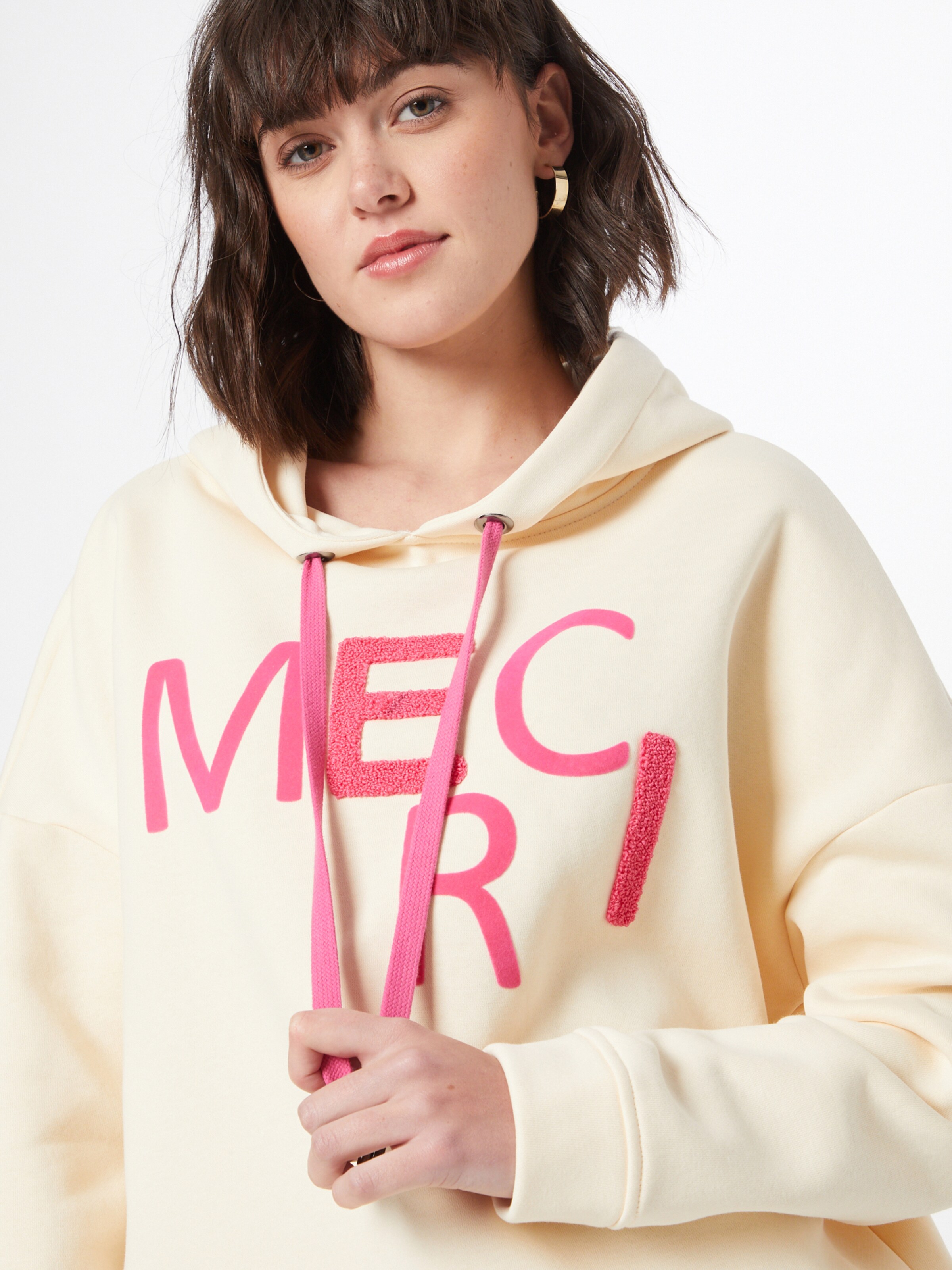Femme Sweat-shirt 'MERCI' Key Largo en Écru 