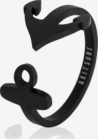 Akitsune Ring 'Anchor' in Black: front