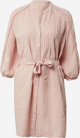 120% Lino Shirt Dress in Pink: front