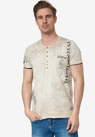 Rusty Neal T-Shirt mit seitlichem Druck in Beige: predná strana