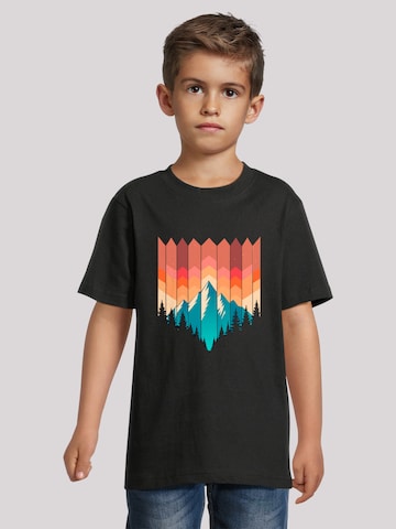 T-Shirt 'Berg Sonnenuntergang Geometrisch' F4NT4STIC en noir : devant