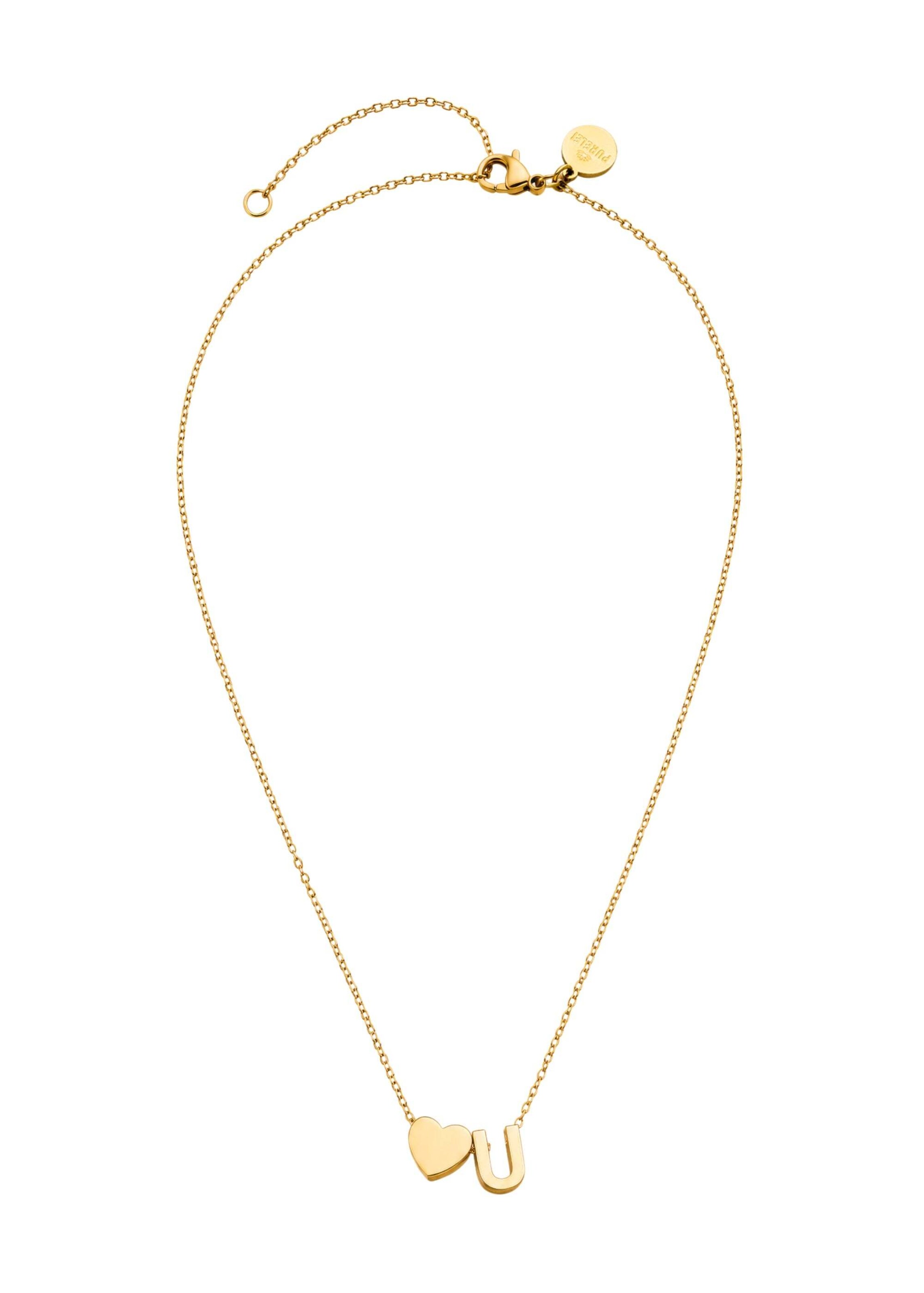 PURELEI - Cadena 'Letter Heart U' en oro: frente