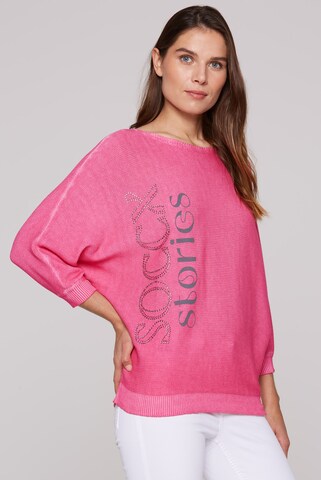 Soccx Pullover mit Fledermausärmeln und Logo Artwork in Pink: Vorderseite