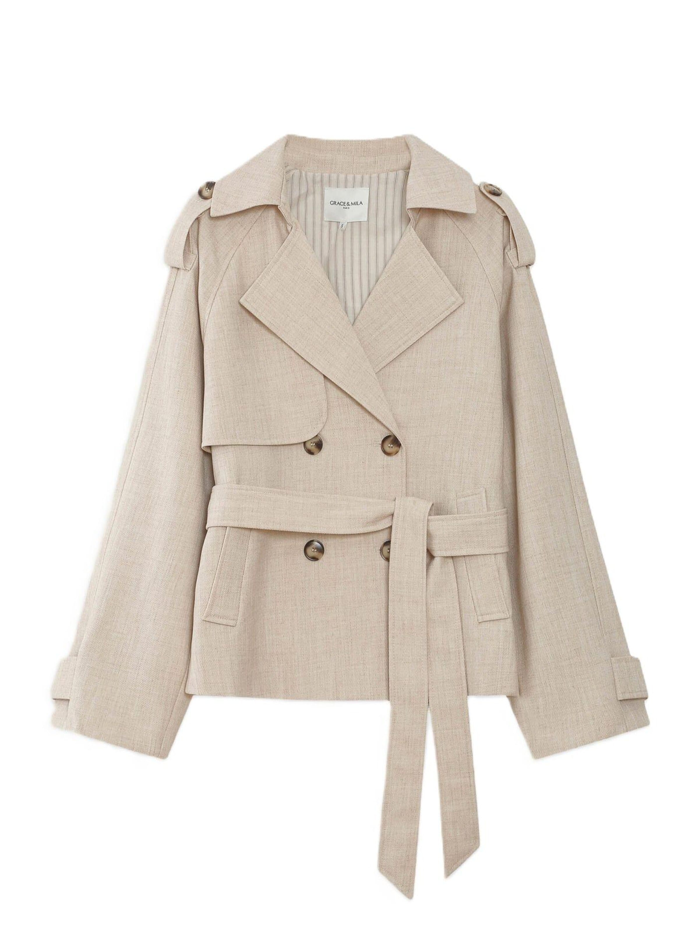 Grace & Mila Übergangsjacke 'VOGUE'‌‌‌‌ in Beige: Vorderseite