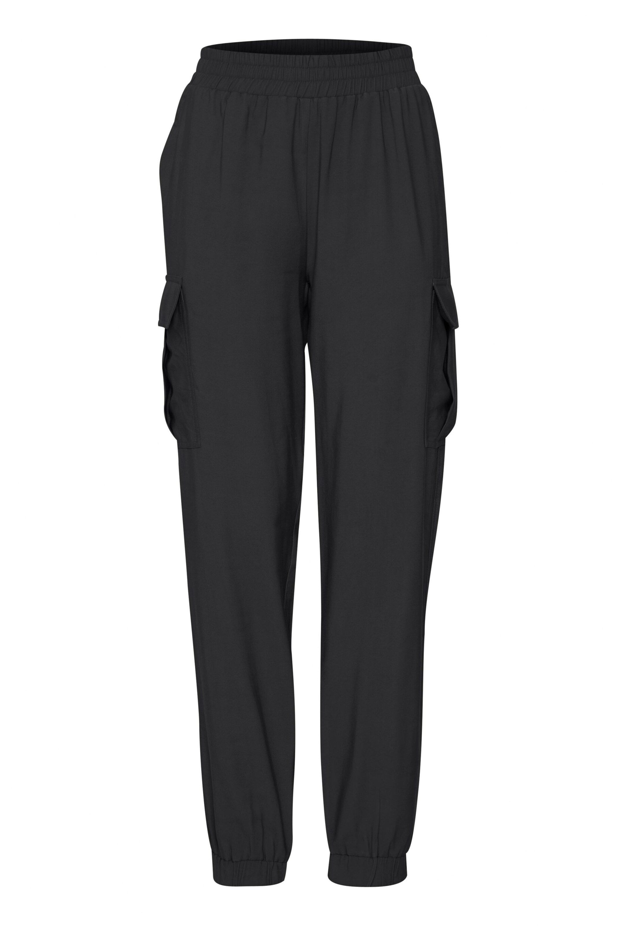 Fransa Tapered Cargobukser 'Krista' i sort: forside