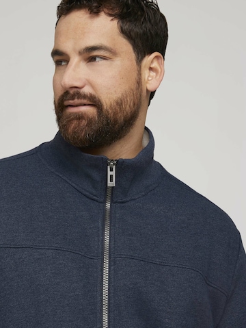 TOM TAILOR Men + Zip-Up Hoodie in Blue