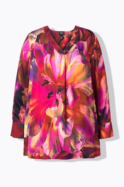 Ulla Popken Chemisier en beige / baie / magenta / rouge, Vue avec produit