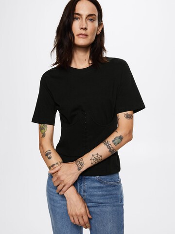 Tricou 'JAIA' de la MANGO pe negru: față