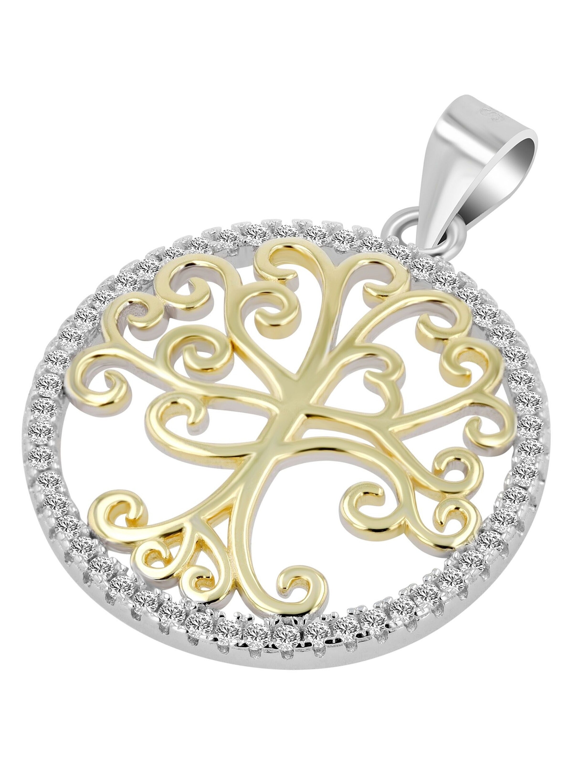 Akzent Pendant '"Kadidja" aus 925 Sterlingsilber, rhodiniert, langlebig' in Gold: front