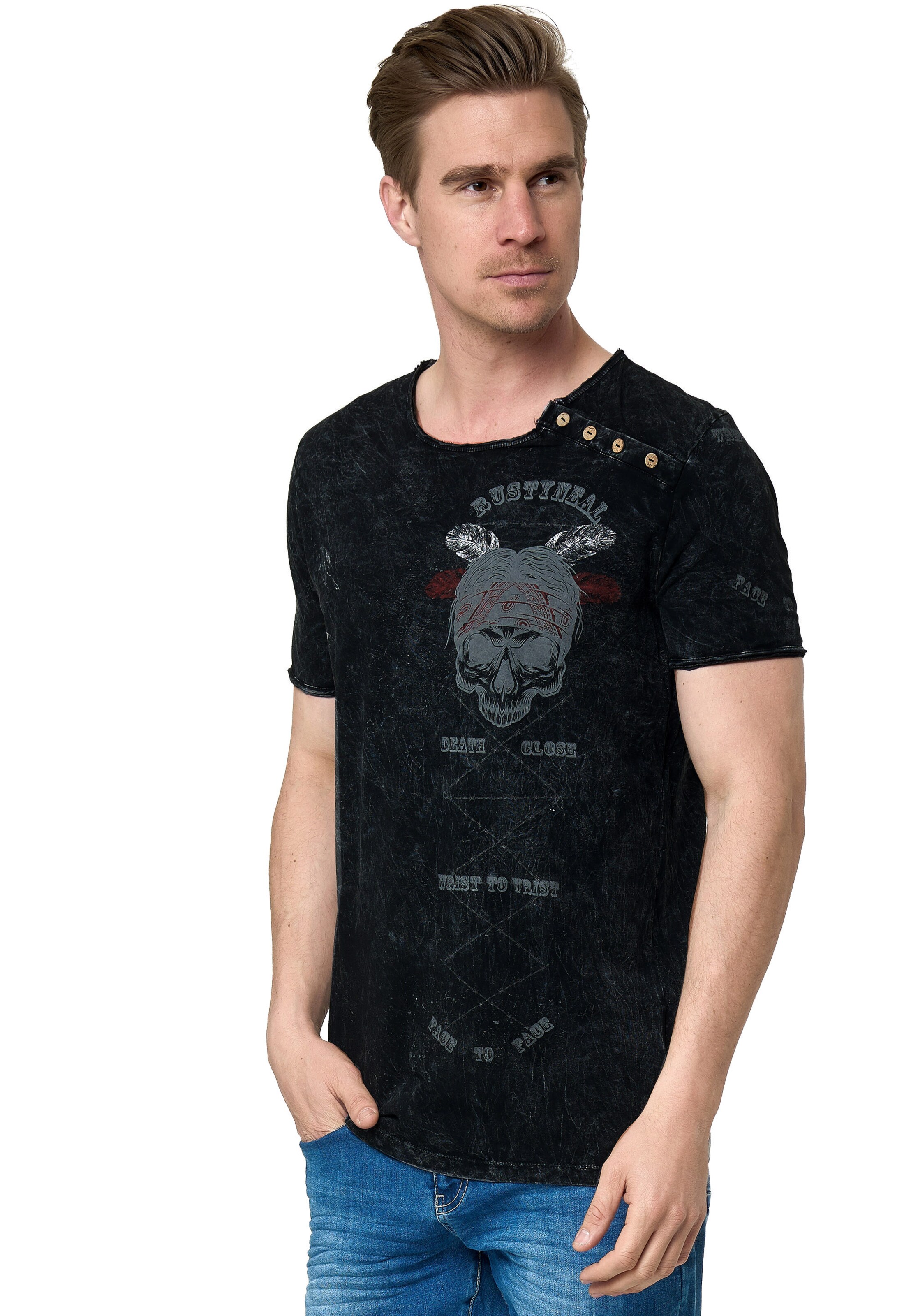 Rusty Neal Shirt in Zwart: voorkant