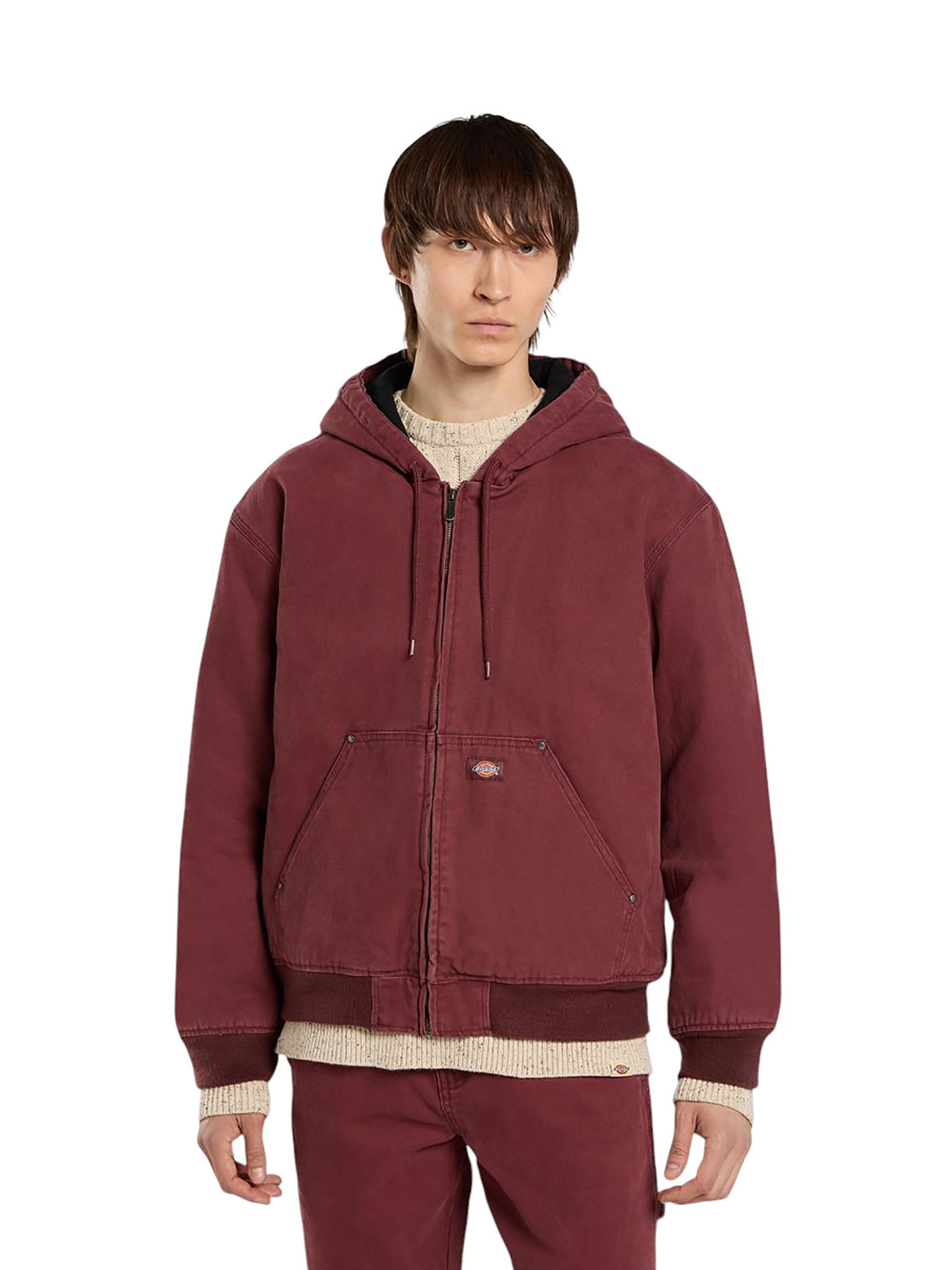 DICKIES Zip-Up Hoodie 'Hilham Canvas' in Red: front