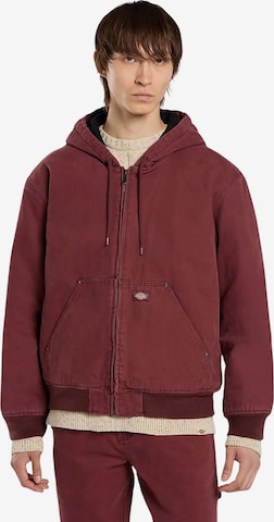 DICKIES Zip-Up Hoodie 'Hilham Canvas' in Red: front