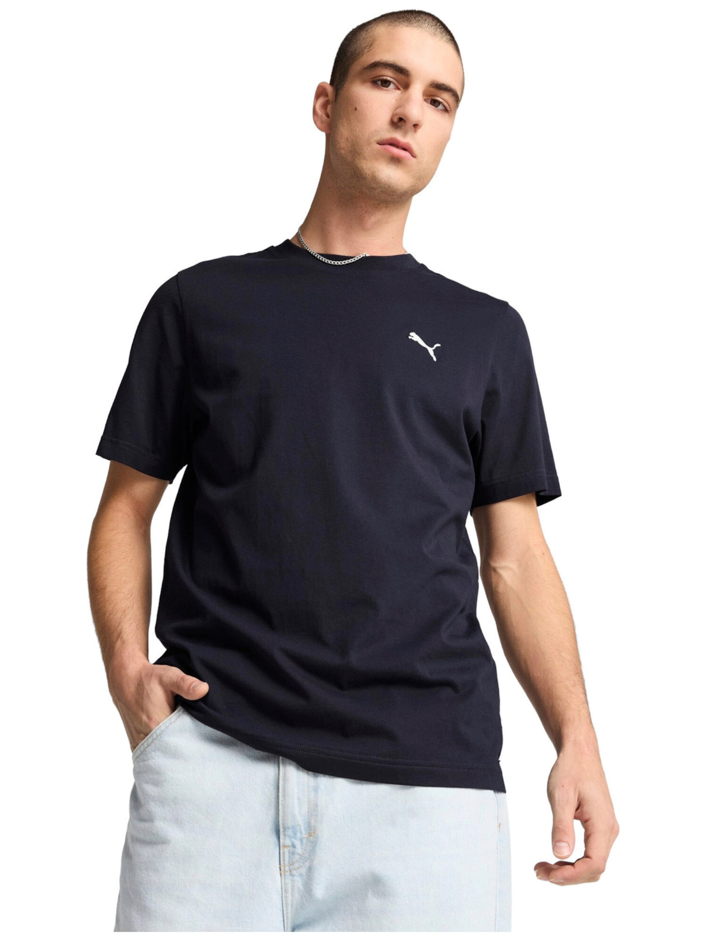 PUMA Shirt 'Puma ESS Small Logo Tee'‌‌‌‌‌‌‌‌‌‌ in Blau: Vorderseite
