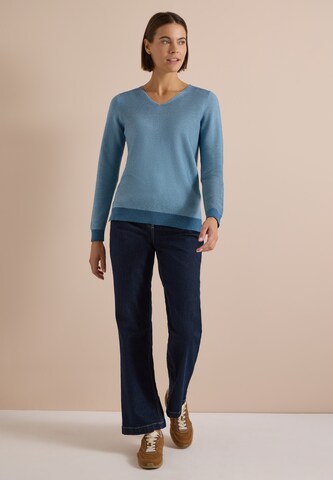 CECIL Pullover im Two-Tone-Look mit V-Neck in Blau