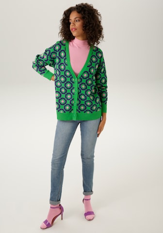 Aniston CASUAL Knit Cardigan in Green