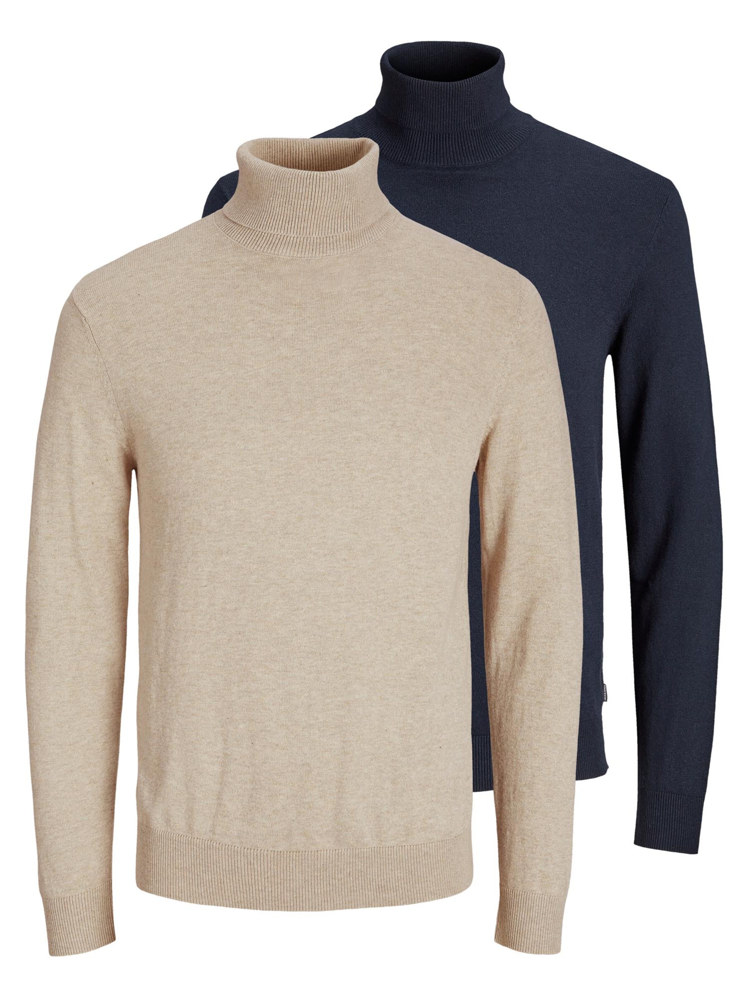 JACK & JONES Trui 'Emil Knit' in S in de kleur Beige gemêleerd, Productweergave