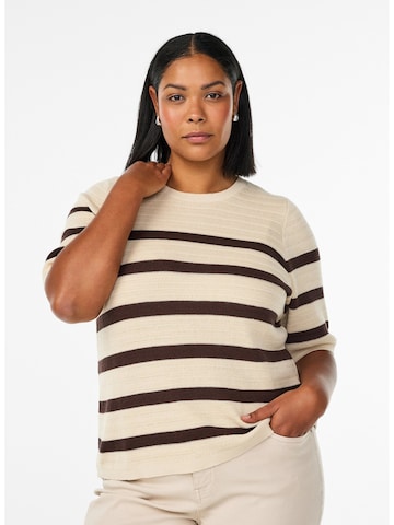 Zizzi Pulover 'MELSA' | bež barva: sprednja stran