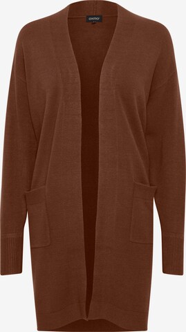 Oxmo Knit Cardigan in Brown: front