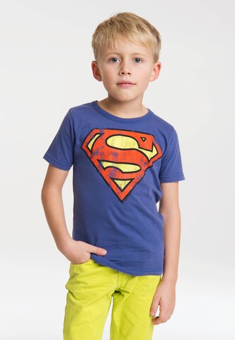 LOGOSHIRT Shirt 'DC Comics - Superman' in Blue: front