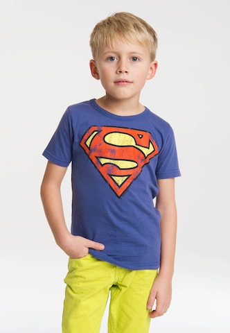 LOGOSHIRT Shirt 'Superman Logo' in Lila: voorkant