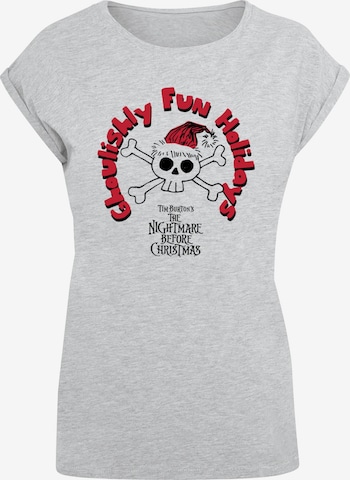 ABSOLUTE CULT Shirt 'The Nightmare Before Christmas - Ghoulishly Fun Holidays' in Grijs: voorkant