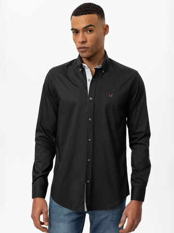 By Diess Collection Regular fit Button Up Shirt in Black: front