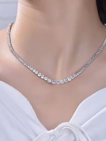 ROUGEMONT Jewellery Necklace 'Luxuriöses Zirkonia Collier 45cm' in Silver: front