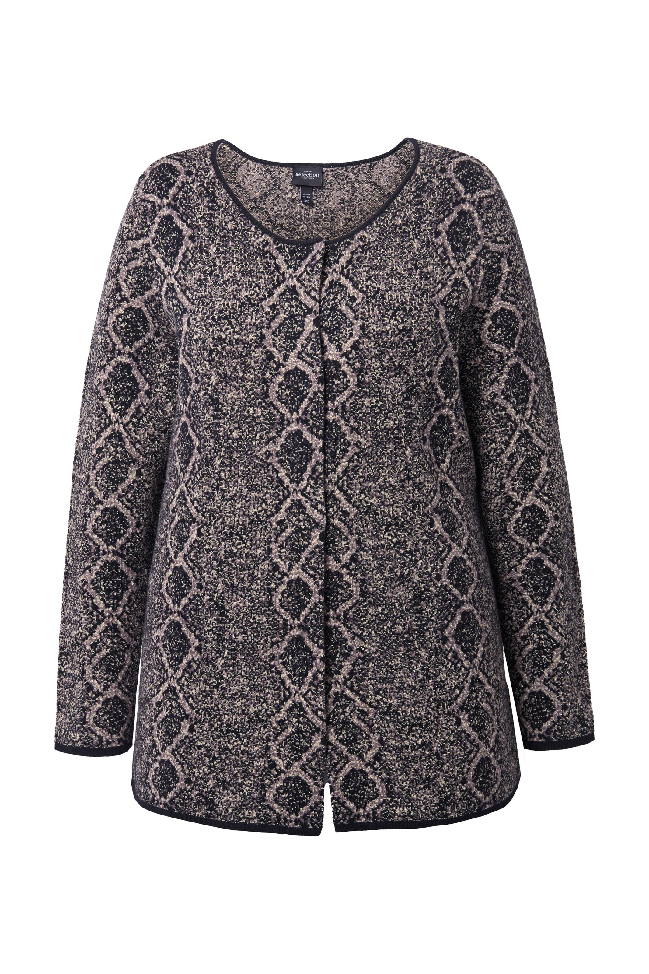 Ulla Popken Strickjacke in hellbraun / grau / schwarz, Produktansicht