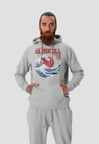 Oldskull Kapuzensweater 'Asian Big W' in Grau: Vorderseite