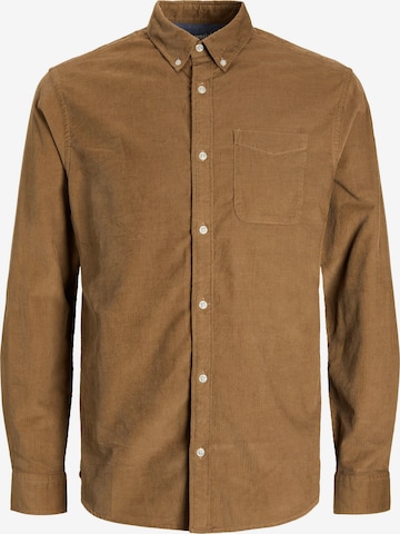 JACK & JONES Button Up Shirt in Brown: front