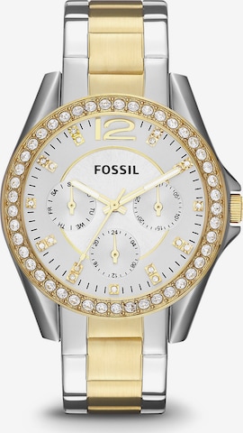 FOSSIL Analog klokke 'Riley' i gull: forside