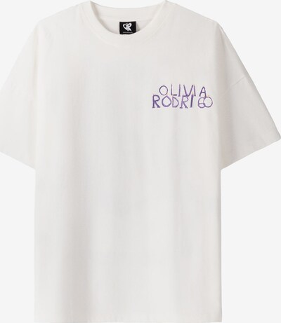 Bershka T-shirt en violet foncé / blanc cassé, Vue avec produit