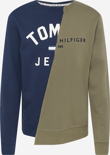 Megztinis be užsegimo iš Tommy Jeans, spalva – tamsiai mėlyna jūros spalva / rusvai žalia / balta, Prekių apžvalga