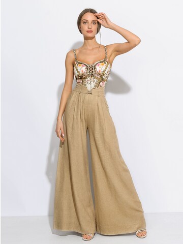 JIORO Wide leg Pants 'ESSENTIALS' in Beige