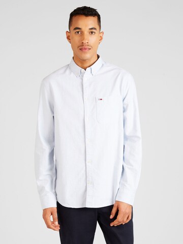 Tommy Jeans Regular fit Button Up Shirt in Blue: front