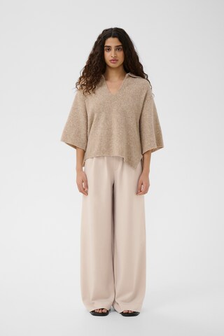 InWear Wide leg Bandplooibroek 'SIMIIW VINCENTIW' in Beige